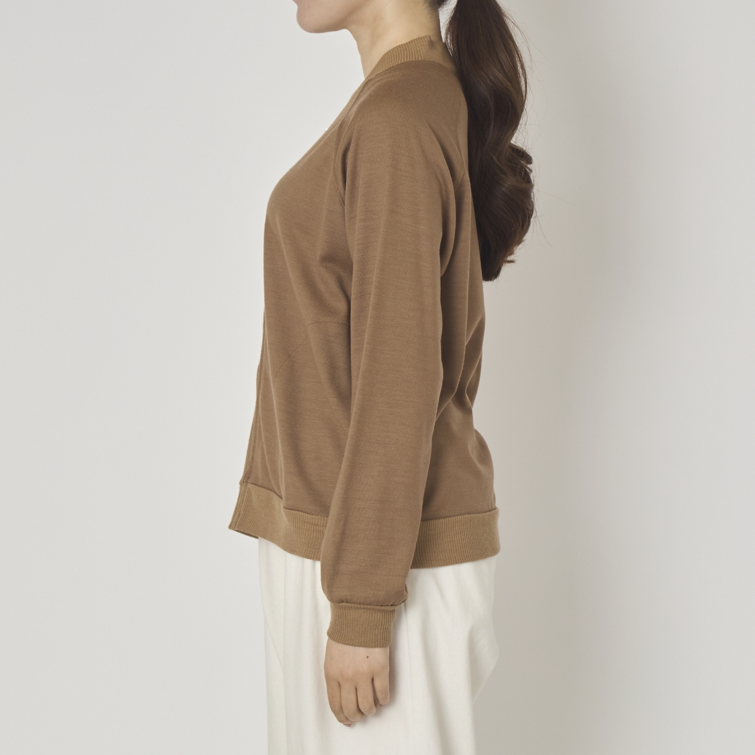 sohi/ウォッシャブルウール天竺ジップアップカーデ